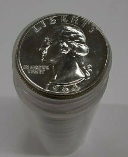 1964 Proof Silver Washington Quarters Roll 40 Coins Uncirculated Philadelphia Mint: 1964 Proof Silver Washington Quarters Roll 40 Coins Uncirculated Philadelphia Mint This listing features a complete roll of 1964 United States Proof Silver Washington Quarters, comprising a total of 4