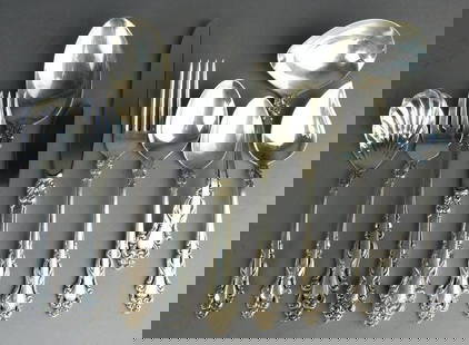 Reed and Barton Grande Renaissance Sterling Silver Flatware Set 58pcs for 10: Reed and Barton Grande Renaissance Sterling Silver Flatware Set 58pcs for 10 This exquisite Grande Renaissance flatware set by Reed & Barton is crafted from high-quality sterling silver, featuring a t