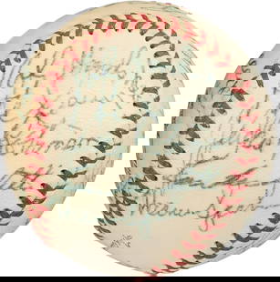 Jackie Robinson 1962 HOF Induction Signed Baseball with Branch Rickey PSA: Jackie Robinson 1962 HOF Induction Signed Baseball with Branch Rickey PSA This historic Jackie Robinson 1962 Hall of Fame Induction signed baseball features a collection of twenty autographs from lege