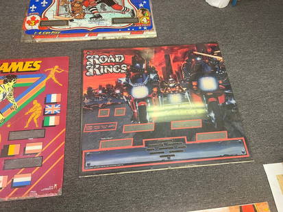 Williams 1986 Road Kings Pinball Backglass Vintage Artwork: Williams 1986 Road Kings Pinball Backglass Vintage Artwork This is a pre-owned backglass from the classic ROAD KINGS pinball machine, produced by Williams in 1986. The backglass features vibrant artwo
