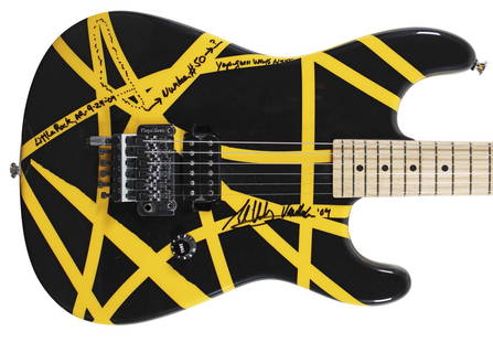 Eddie Van Halen Signed 2004 Charvel Bumblebee Stage-Used Guitar: Eddie Van Halen Signed 2004 Charvel Bumblebee Stage-Used Guitar This extraordinary 2004 Charvel "Bumblebee" guitar, signed by Eddie Van Halen, was used on stage during the Van Halen concert in
