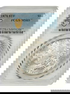 1878 Morgan Dollar MS65 PCGS Certified 8TF Better Variety: 1878 Morgan Dollar MS65 PCGS Certified 8TF Better Variety This 1878 Morgan Dollar is a remarkable piece, certified by PCGS with a grade of MS65, indicating its uncirculated condition. Struck at the