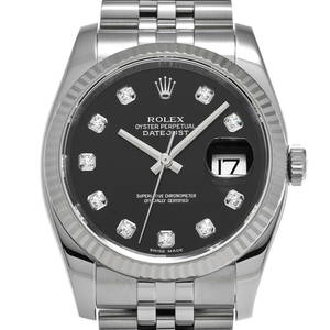 ROLEX Datejust 116234G Automatic Men's Watch Black Diamond Dial