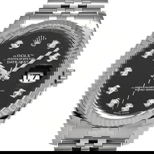 ROLEX Datejust 116234G Automatic Men's Watch Black Diamond Dial: ROLEX Datejust 116234G Automatic Men's Watch Black Diamond Dial Experience the elegance of the ROLEX Datejust 116234G, a distinguished men's wristwatch manufactured around 2010. This model features