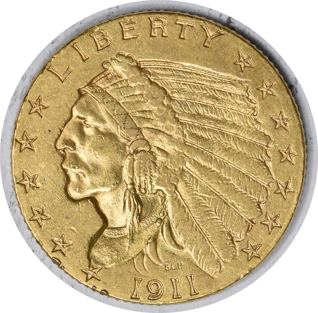 1911 Gold Indian $2.50 Coin AU Bela Lyon Pratt Design: 1911 Gold Indian $2.50 Coin AU Bela Lyon Pratt Design This 1911 $2.50 Gold Indian coin presents a stunning representation of early 20th-century American numismatics. Crafted in Philadelphia, this coin