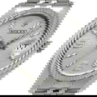 ROLEX Datejust 116234 Men's Watch Silver Wave Dial White Gold Bezel: ROLEX Datejust 116234 Men's Watch Silver Wave Dial White Gold Bezel This ROLEX Datejust 116234 is a stunning men's wristwatch that showcases the classic elegance and precision that Rolex is renowned