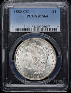 1883-CC Morgan Dollar Uncirculated PCGS MS64 Carson City: 1883-CC Morgan Dollar Uncirculated PCGS MS64 Carson City This 1883-CC Morgan Dollar is a remarkable piece certified by PCGS with a grade of MS64, indicating its uncirculated condition. Minted in