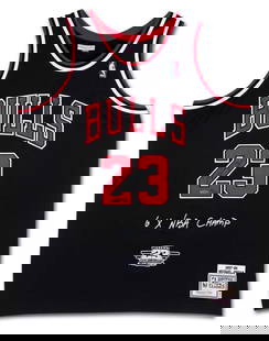 Michael Jordan 1997-98 Autographed Bulls Jersey Limited Edition 123: Michael Jordan 1997-98 Autographed Bulls Jersey Limited Edition 123 Celebrate the legacy of the Chicago Bulls with this original 1997-98 autographed black jersey by Michael Jordan. As a key player dur