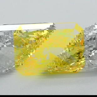 Loose Diamond - RADIANT 1.18ct Fancy Vivid Yellow VS1: Loose Diamond - RADIANT 1.18ct Fancy Vivid Yellow VS1 Source: This is a real non-mined Diamond that has been grown in a lab Shape: RADIANT Carats: 1.18 Color: Fancy Vivid Yellow Certification: IGI