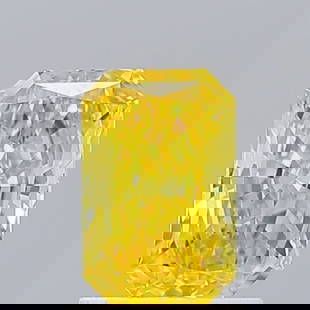 Loose Diamond - RADIANT 1.02ct Fancy Vivid Yellow VS2: Loose Diamond - RADIANT 1.02ct Fancy Vivid Yellow VS2 Source: This is a real non-mined Diamond that has been grown in a lab Shape: RADIANT Carats: 1.02 Color: Fancy Vivid Yellow Certification: IGI