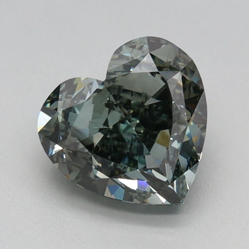 Loose Diamond - HEART 1.48ct Fancy Gray Green VS1: Loose Diamond - HEART 1.48ct Fancy Gray Green VS1 Source: This is a real non-mined Diamond that has been grown in a lab Shape: HEART Carats: 1.48 Color: Fancy Gray Green Certification: IGI Video: