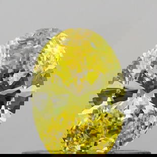 Loose Diamond - OVAL 0.44ct Fancy Vivid Yellow VS1: Loose Diamond - OVAL 0.44ct Fancy Vivid Yellow VS1 Source: This is a real non-mined Diamond that has been grown in a lab Shape: OVAL Carats: 0.44 Color: Fancy Vivid Yellow Certification: IGI Video: