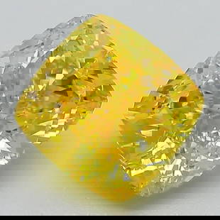 Loose Diamond - CUSHION BRILLIANT 2.57ct Fancy Vivid Yellow VVS2: Loose Diamond - CUSHION BRILLIANT 2.57ct Fancy Vivid Yellow VVS2 Source: This is a real non-mined Diamond that has been grown in a lab Shape: CUSHION BRILLIANT Carats: 2.57 Color: Fancy Vivid Yellow