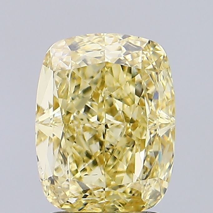 Loose Diamond - CUSHION MODIFIED 2.41ct Fancy Intense Yellow VS2: Loose Diamond - CUSHION MODIFIED 2.41ct Fancy Intense Yellow VS2 Source: This is a real non-mined Diamond that has been grown in a lab Shape: CUSHION MODIFIED Carats: 2.41 Color: Fancy Intense Yellow 
