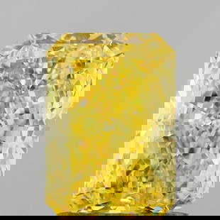 Loose Diamond - RADIANT 1.08ct Fancy Vivid Yellow VS1: Loose Diamond - RADIANT 1.08ct Fancy Vivid Yellow VS1 Source: This is a real non-mined Diamond that has been grown in a lab Shape: RADIANT Carats: 1.08 Color: Fancy Vivid Yellow Certification: IGI
