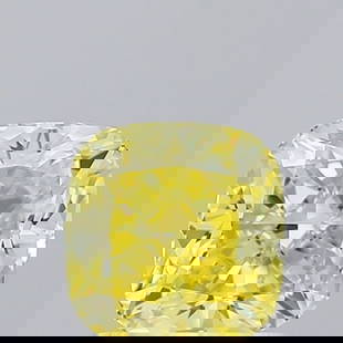 Loose Diamond - CUSHION MODIFIED 1.11ct Fancy Vivid Yellow VS2: Loose Diamond - CUSHION MODIFIED 1.11ct Fancy Vivid Yellow VS2 Source: This is a real non-mined Diamond that has been grown in a lab Shape: CUSHION MODIFIED Carats: 1.11 Color: Fancy Vivid Yellow