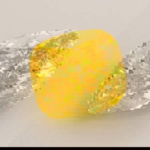 Loose Diamond - CUSHION MODIFIED 1.06ct Fancy Vivid Yellow VVS2: Loose Diamond - CUSHION MODIFIED 1.06ct Fancy Vivid Yellow VVS2 Source: This is a real non-mined Diamond that has been grown in a lab Shape: CUSHION MODIFIED Carats: 1.06 Color: Fancy Vivid Yellow