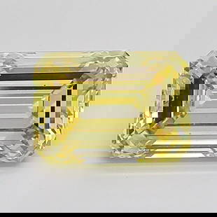 Loose Diamond - EMERALD 4.37ct Fancy Intense Yellow VS2: Loose Diamond - EMERALD 4.37ct Fancy Intense Yellow VS2 Source: This is a real non-mined Diamond that has been grown in a lab Shape: EMERALD Carats: 4.37 Color: Fancy Intense Yellow Certification: