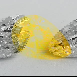 Loose Diamond - PEAR 0.84ct Fancy Vivid Yellow VVS1: Loose Diamond - PEAR 0.84ct Fancy Vivid Yellow VVS1 Source: This is a real non-mined Diamond that has been grown in a lab Shape: PEAR Carats: 0.84 Color: Fancy Vivid Yellow Certification: IGI Video: