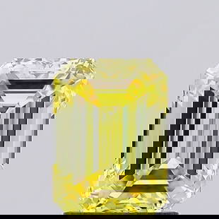 Loose Diamond - EMERALD 1.5ct Fancy Vivid Yellow VS1: Loose Diamond - EMERALD 1.5ct Fancy Vivid Yellow VS1 Source: This is a real non-mined Diamond that has been grown in a lab Shape: EMERALD Carats: 1.5 Color: Fancy Vivid Yellow Certification: IGI