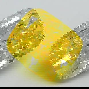 Loose Diamond - CUSHION MODIFIED 2.06ct Fancy Vivid Yellow VVS2: Loose Diamond - CUSHION MODIFIED 2.06ct Fancy Vivid Yellow VVS2 Source: This is a real non-mined Diamond that has been grown in a lab Shape: CUSHION MODIFIED Carats: 2.06 Color: Fancy Vivid Yellow