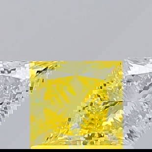 Loose Diamond - PRINCESS 1.03ct Fancy Vivid Yellow VVS2: Loose Diamond - PRINCESS 1.03ct Fancy Vivid Yellow VVS2 Source: This is a real non-mined Diamond that has been grown in a lab Shape: PRINCESS Carats: 1.03 Color: Fancy Vivid Yellow Certification: