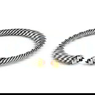 David Yurman Cuff Bracelet 925 Sterling Silver 14k Yellow Gold with Gems: David Yurman Cuff Bracelet 925 Sterling Silver 14k Yellow Gold with Gems This elegant cuff bracelet by David Yurman showcases a stunning design crafted from sterling silver, accented with 14k yellow