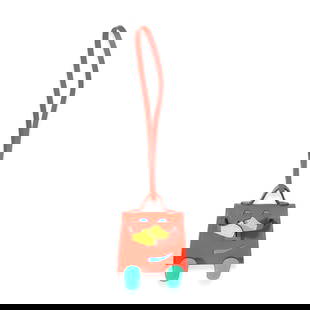 Hermes Quelle Idole Leather Bag Charm Multicolor 2021 with Box: Hermes Quelle Idole Leather Bag Charm Multicolor 2021 with Box Introducing the exquisite Hermes Capucines Tadelakt & Multicolor Chevre Mysore Quelle Idole Bag Charm, a stunning accessory that