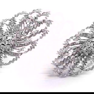 13.45 Ct Diamond Pin in Platinum with 269 Round Diamonds E-F VS1-SI1: 13.45 Ct Diamond Pin in Platinum with 269 Round Diamonds E-F VS1-SI1 This exquisite diamond pin features a stunning total weight of 13.45 Ct, showcasing 269 round diamonds with E-F color and VS1-SI1