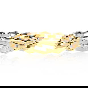 David Webb 18K Yellow Gold Diamond Lightning Bolt Bracelet 7.5 inch: David Webb 18K Yellow Gold Diamond Lightning Bolt Bracelet 7.5 inch This stunning David Webb bracelet is a striking blend of modern design and luxurious materials, featuring a unique lightning bolt mo