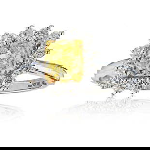 1.21 Carat Radiant Cut Fancy Yellow Diamond Engagement Ring in 18K White Gold: 1.21 Carat Radiant Cut Fancy Yellow Diamond Engagement Ring in 18K White Gold This is a lovely fancy yellow diamond engagement ring mounted with a 1.21 carat Radiant Cut Fancy Yellow GIA diamond.
