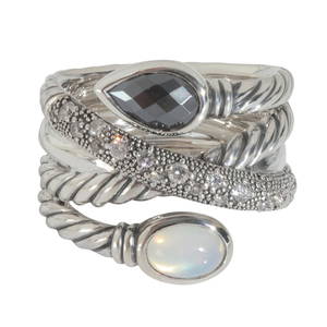 David Yurman Sterling Silver Diamond Crossover Ring 0.20ct
