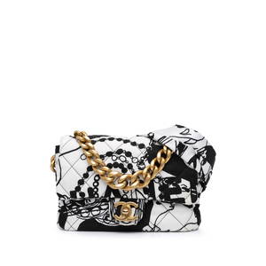 Chanel Mini Printed Canvas Deer Coco Flap Bag White Fabric