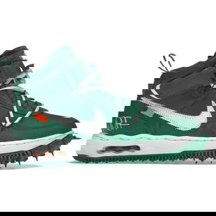 Authentic Nike Air Force 1 Mid Off-White Pine Green Size 10.5 M / 12 W: Authentic Nike Air Force 1 Mid Off-White Pine Green Size 10.5 M / 12 W Presenting the authentic Nike Air Force 1 Mid Off-White in a stylish Pine Green colorway. This pair stands out with its unique de