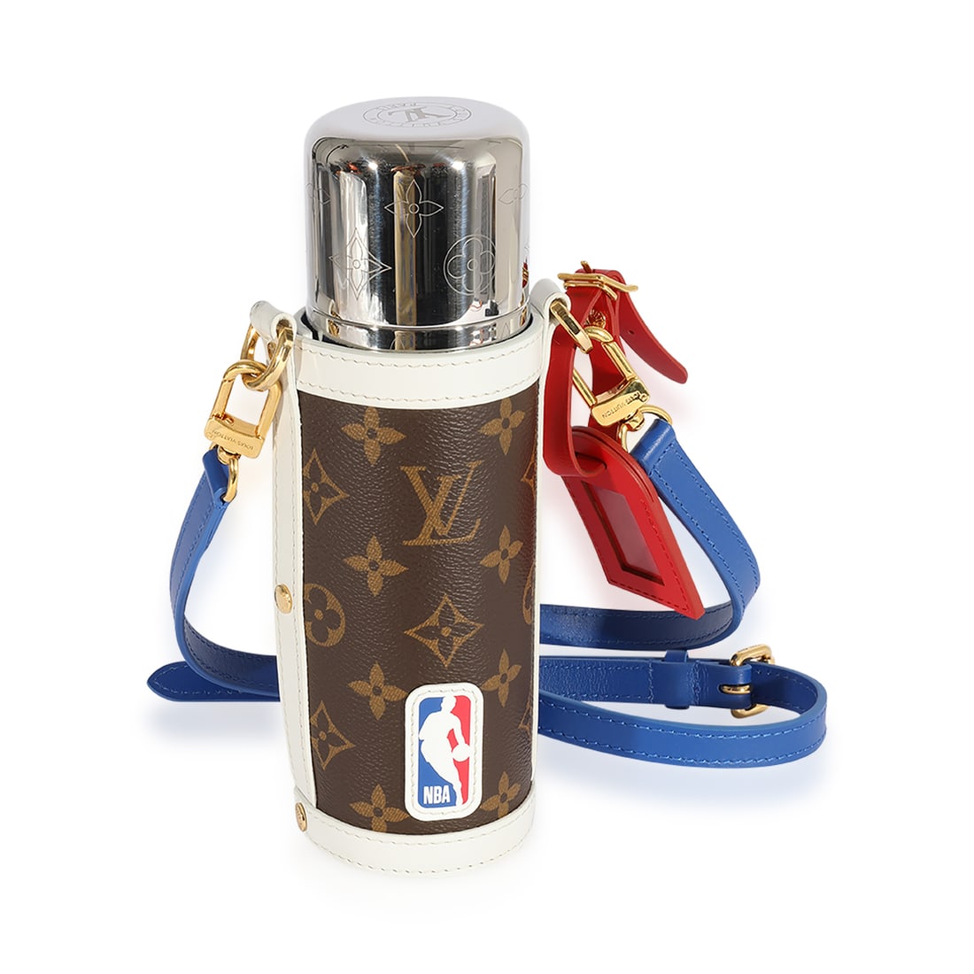 Louis Vuitton LV x NBA 2020 Flask Holder Crossbody Pouch: Louis Vuitton LV x NBA 2020 Flask Holder Crossbody Pouch This stylish Louis Vuitton LV x NBA Flask Holder Crossbody is a unique accessory that combines luxury with a sporty flair. Crafted from a blend