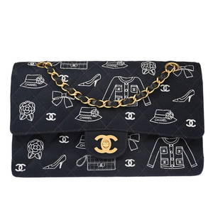 Chanel Classic Double Flap Navy Canvas Shoulder Bag 10x6x3