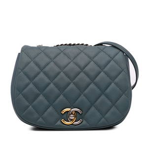 Chanel Small Quilted Caviar Flap Bag Blue Leather