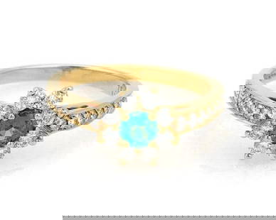 Tiffany & Co. 18k Yellow Gold Floral Ring with Diamonds and Emeralds: Tiffany & Co. 18k Yellow Gold Floral Ring with Diamonds and Emeralds This exquisite vintage floral ring from Tiffany & Co. showcases a stunning design featuring diamonds and emeralds, all beautifully