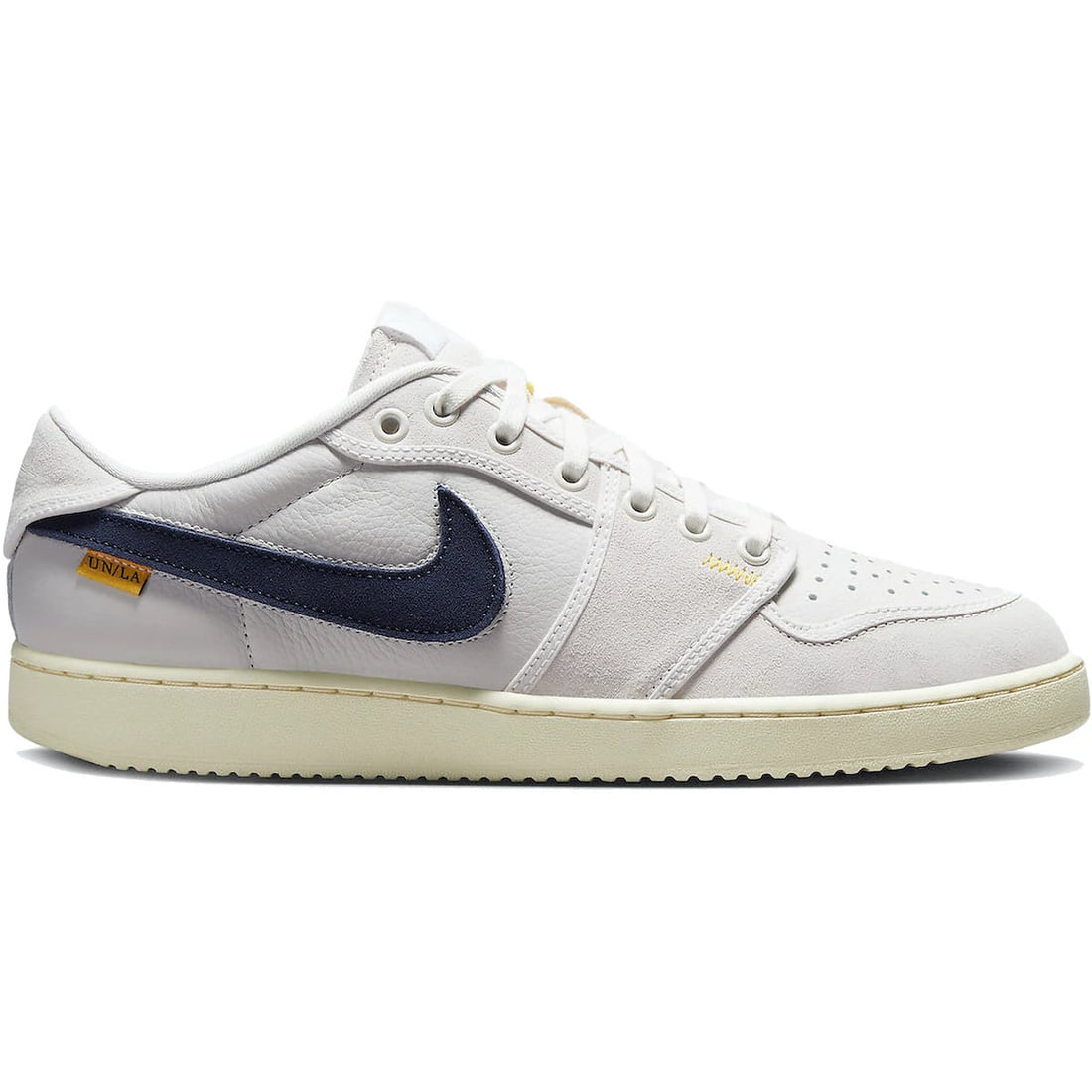 Authentic Jordan 1 Retro AJKO Low SP Union Sail Leather Sneakers: Authentic Jordan 1 Retro AJKO Low SP Union Sail Leather Sneakers Introducing the Jordan 1 Retro AJKO Low SP Union Sail Leather, a stylish and authentic sneaker designed for both comfort and performanc