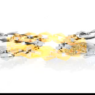 David Webb 18K Yellow Gold Lightning Bolt Bracelet with Diamonds: David Webb 18K Yellow Gold Lightning Bolt Bracelet with Diamonds This exquisite David Webb bracelet features a striking 18K yellow gold design with a stylish lightning bolt motif. The front plate is a