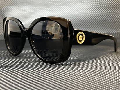 Versace VE4387 Women's Square Sunglasses Black Gray 100% UV Protection: Versace VE4387 Women's Square Sunglasses Black Gray 100% UV Protection Elevate your accessory game with these Versace VE4387 GB1 87 Women's Sunglasses. Featuring a sleek black frame and stylish square