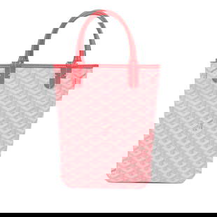Goyard Goyardine Poitiers Pink Coated Canvas Bag: Goyard Goyardine Poitiers Pink Coated Canvas Bag Introducing the Goyardine Poitiers, a stylish bag crafted from coated canvas with elegant leather trim. This chic piece features flat leather handles