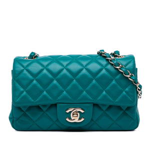 Chanel Mini Rectangular Classic Flap Blue Lambskin Bag