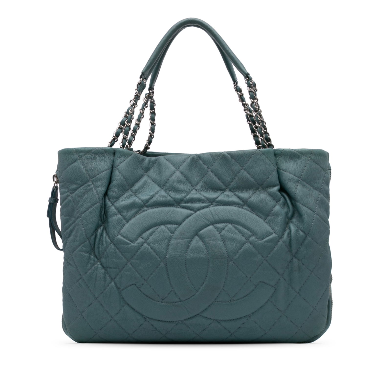 Chanel Blue Quilted Caviar Expandable Zip Tote Bag: Chanel Blue Quilted Caviar Expandable Zip Tote Bag This Chanel Quilted Caviar Expandable Zip Tote is crafted from luxurious quilted caviar leather in a striking blue color. It features curb chain stra