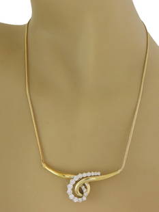 Jose Hess 18k Yellow Gold Diamond Necklace Wide Loop Pendant 1.80ct: Jose Hess 18k Yellow Gold Diamond Necklace Wide Loop Pendant 1.80ct Elevate your style with this exquisite diamond necklace by renowned designer Jose Hess. Crafted from 18k yellow gold, the necklace f