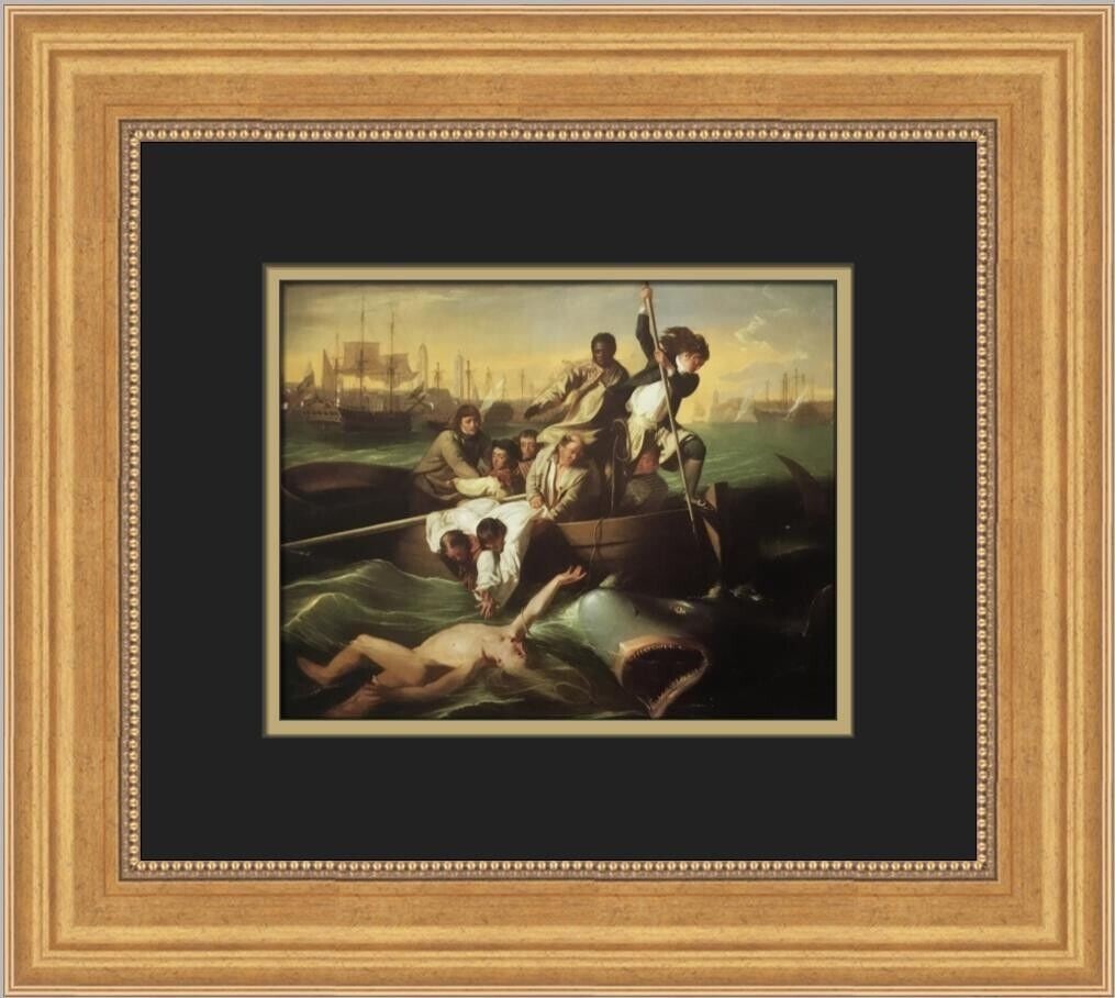 John Singleton Copley Watson and the Shark Custom Framed Print 12x14: John Singleton Copley Watson and the Shark Custom Framed Print 12x14 This stunning custom framed print titled 'Watson and the Shark' by John Singleton Copley showcases a blend of Impressionism and Rea