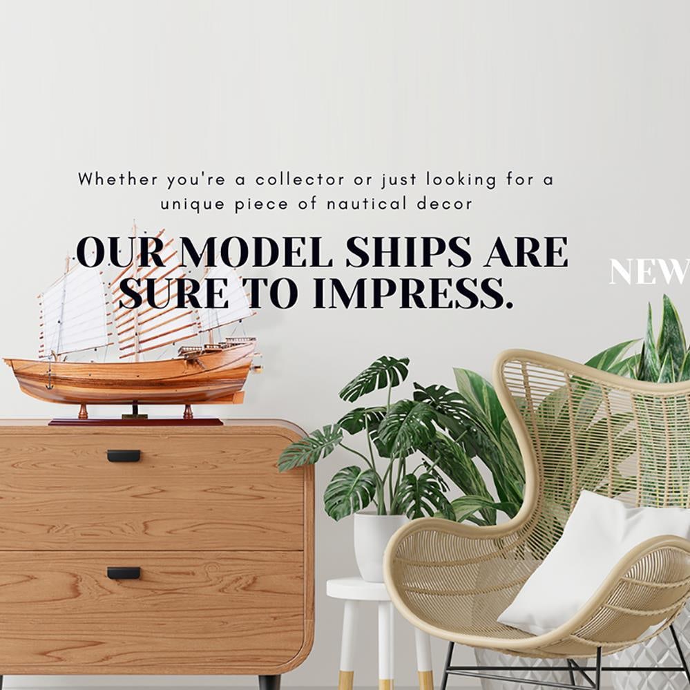 Stunning 27-Inch Chinese Junk Wooden Ship Model: Stunning 27-Inch Chinese Junk Wooden Ship Model This stunning 27-inch wooden model of a traditional Chinese junk ship is a beautiful representation of maritime craftsmanship. With intricate detailing