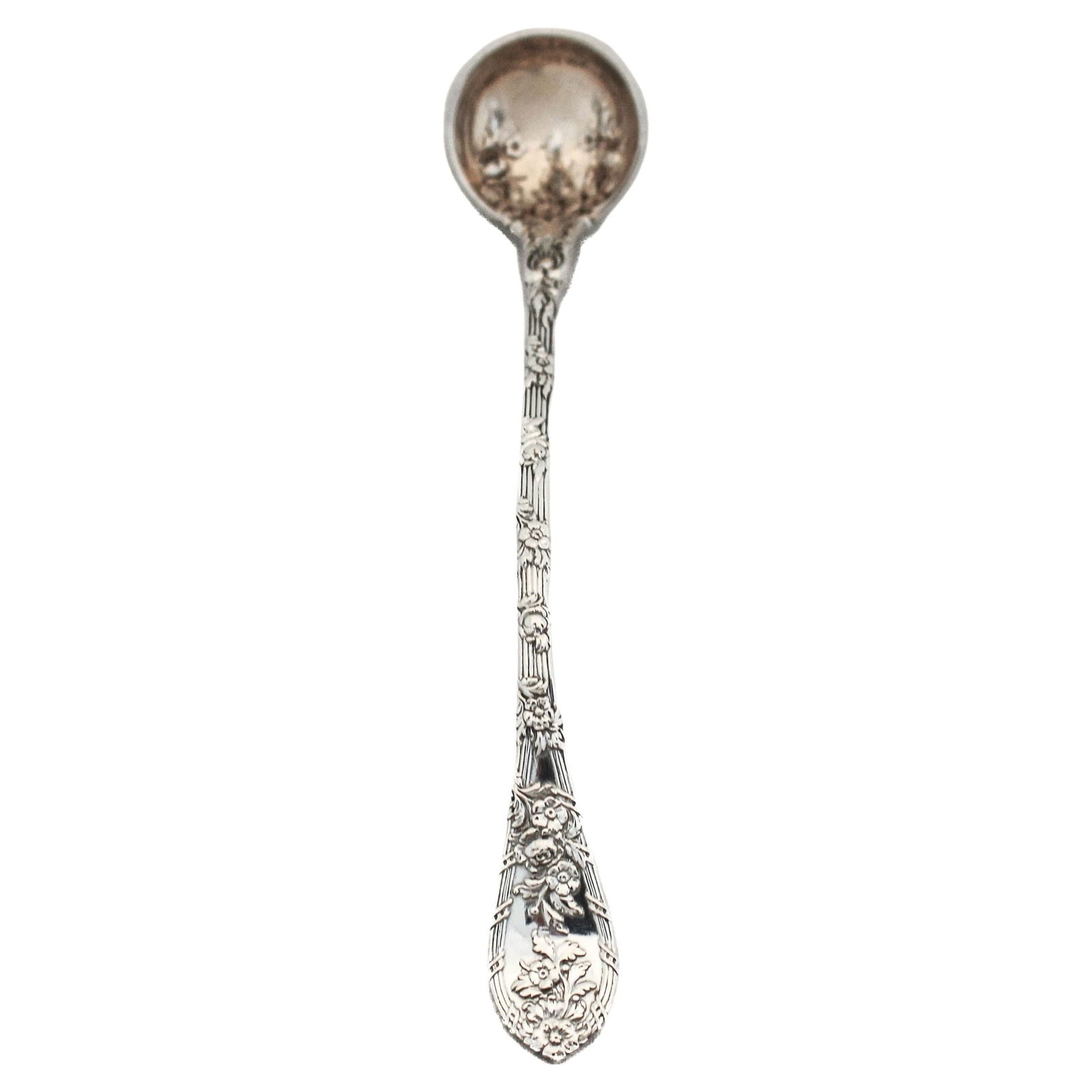 Dauphin Sterling Silver Mustard Ladle 4.5" Rare 1900 Durgin Design: Dauphin Sterling Silver Mustard Ladle 4.5" Rare 1900 Durgin Design Presenting a stunning sterling silver mustard ladle in the renowned Dauphin pattern by William B. Durgin, manufactured by Gorham Silv