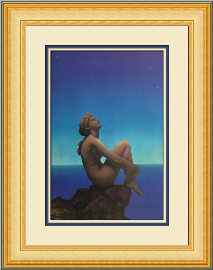 Maxfield Parrish Stars Custom Framed Print 20 x 17 Fantasy Realism: Maxfield Parrish Stars Custom Framed Print 20 x 17 Fantasy Realism This stunning custom framed print titled "Stars" by renowned artist Maxfield Parrish showcases the enchanting theme of fantasy realis
