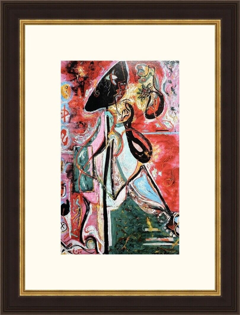 Jackson Pollock The Moon Woman Custom Framed Offset Lithograph 16 x 22: Jackson Pollock The Moon Woman Custom Framed Offset Lithograph 16 x 22 This stunning print titled 'The Moon Woman' by Jackson Pollock features a custom gallery framing that enhances its artistic appea